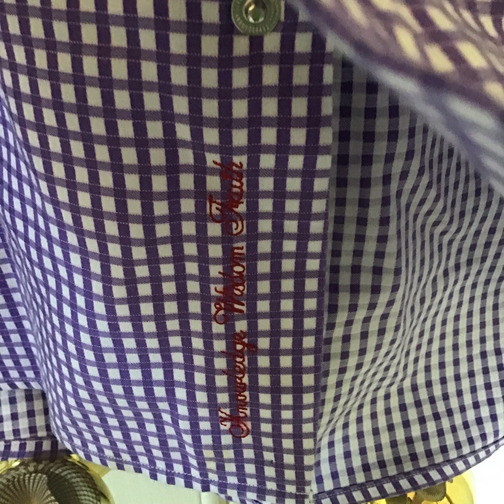 Robert Graham gingham checkered purple shirt 17.5 - Picture 6 of 9